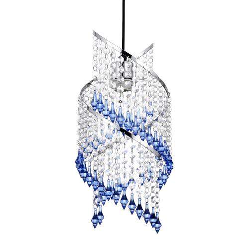 Spiral Droplet Pendant – Clear & Blue Acrylic Jewels