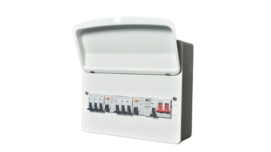 Dual RCD Consumer Unit with SPD – 6 Way Populated Board