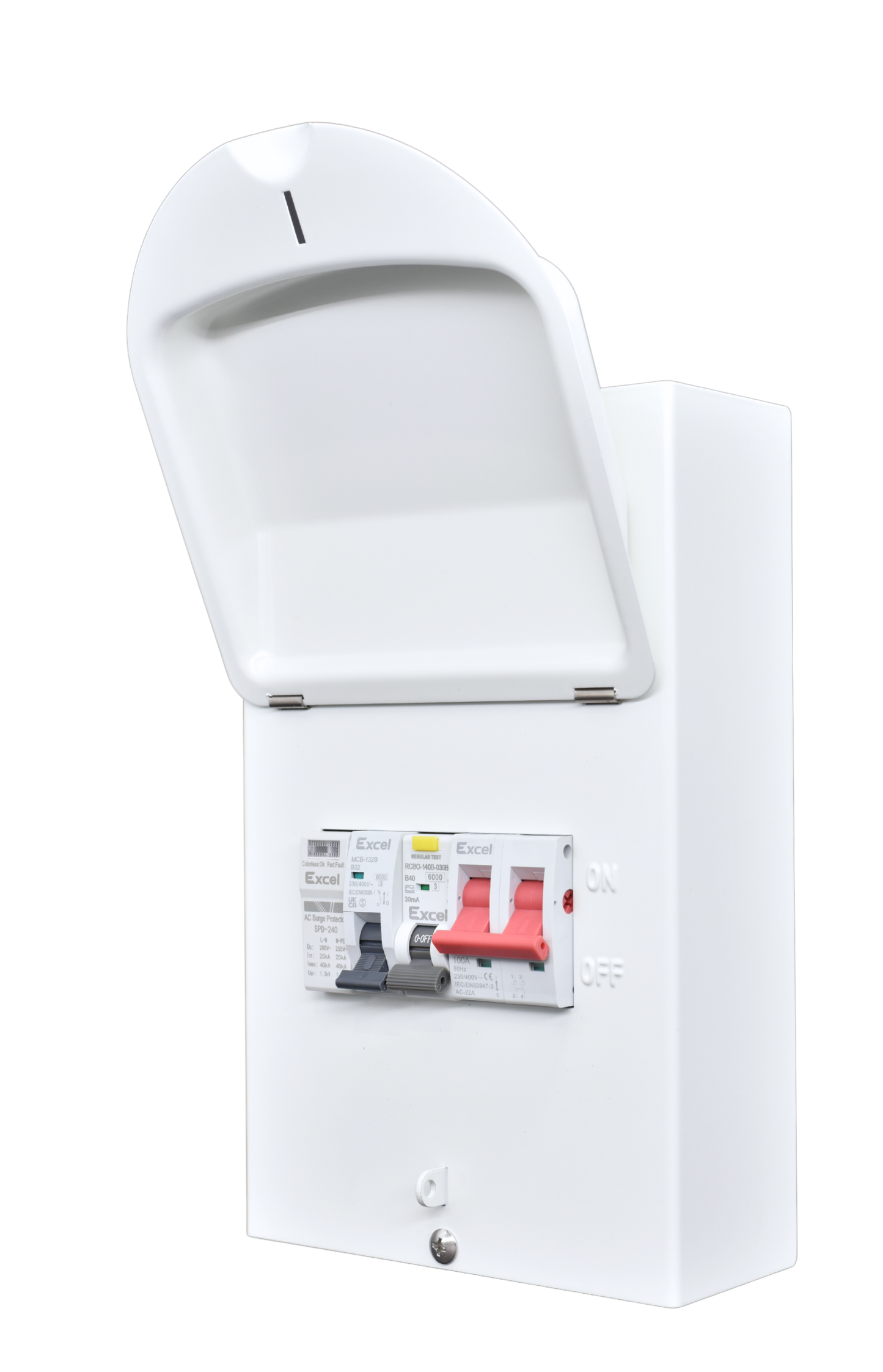 5 Module Garage Consumer Unit with 40A RCBO 100A Main Switch SPD