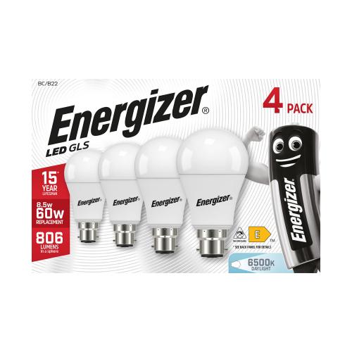 Energizer 4pk 8.5W LED BC GLS Bulb Daylight Bright Lighting