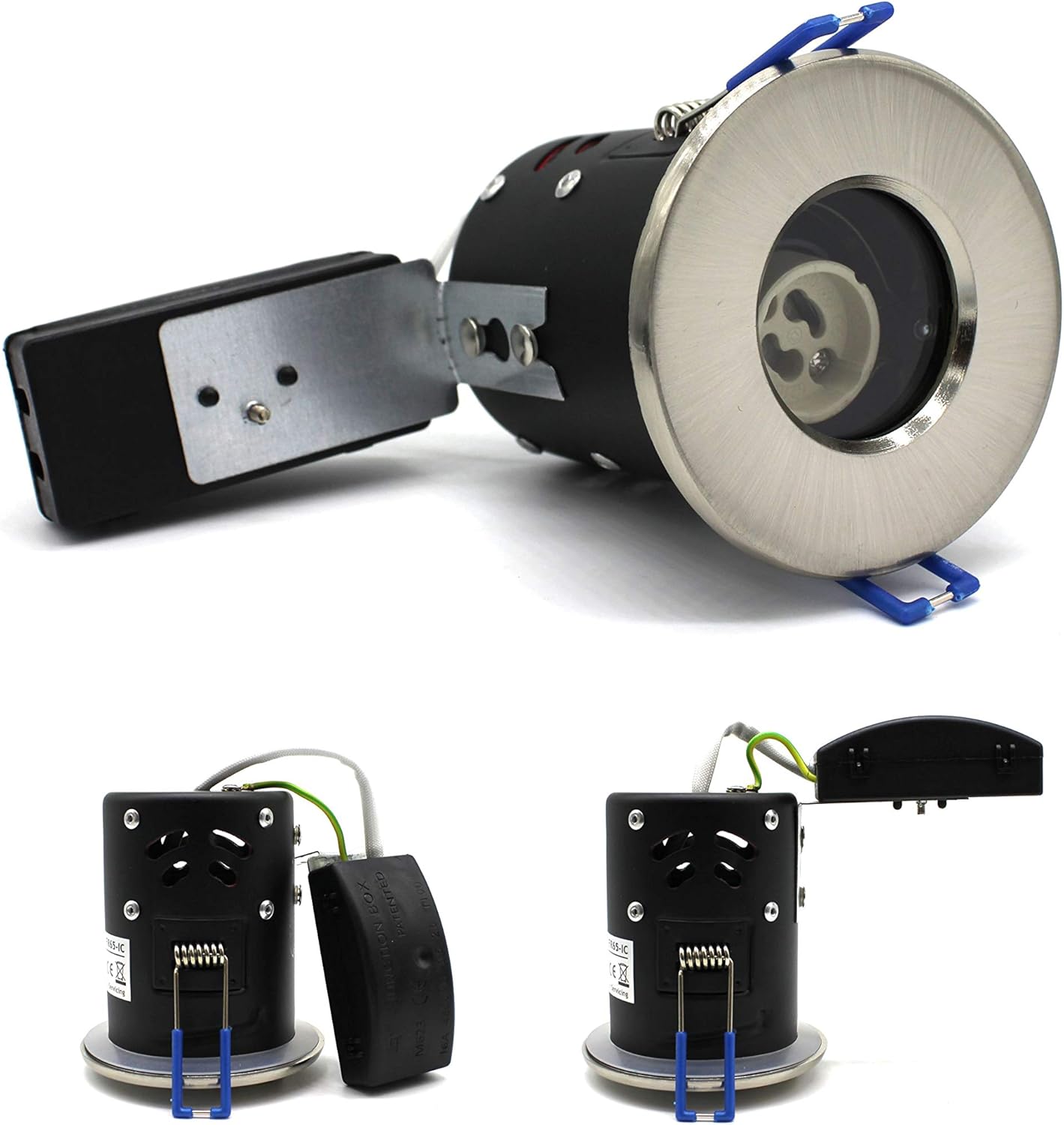 SSM ELECTRIC IP65 Fire Rated GU10 Downlight - Bathroom Safe, Satin Nickel (Pack of 2)