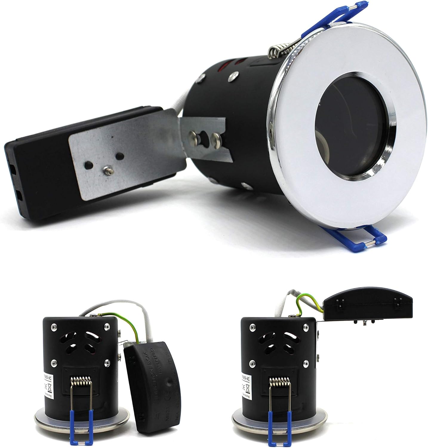 SSM ELECTRIC IP65 Fire Rated GU10 Downlight - Bathroom Safe, Chrome Bezel (Pack of 2)
