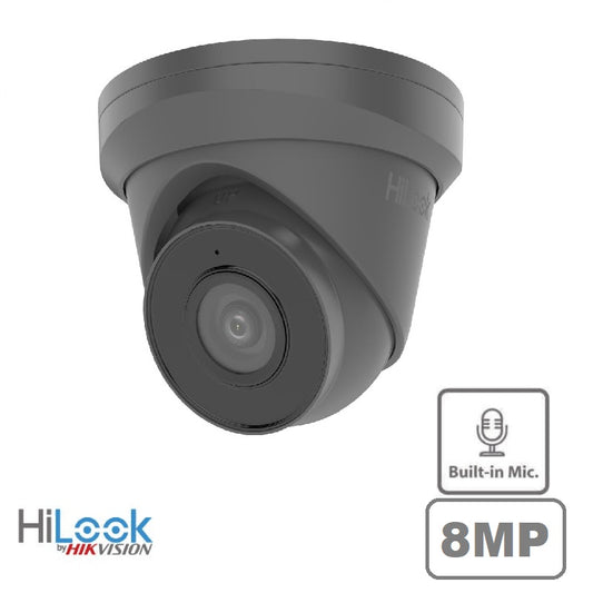 HILOOK IP 8MP PoE Turret Camera with Mic IPC-T280H-MUF Grey
