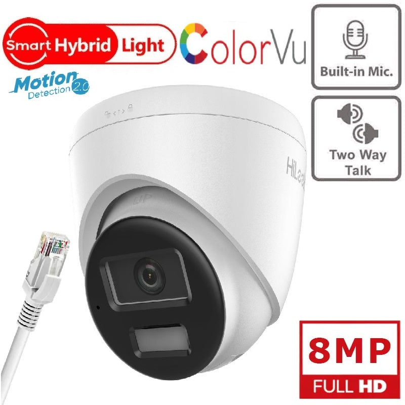 Ultra HD 8MP Smart Turret Camera with Hybrid Light & Audio