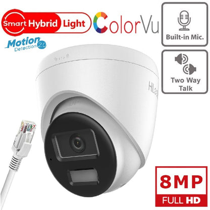 Ultra HD 8MP Smart Turret Camera with Hybrid Light & Audio