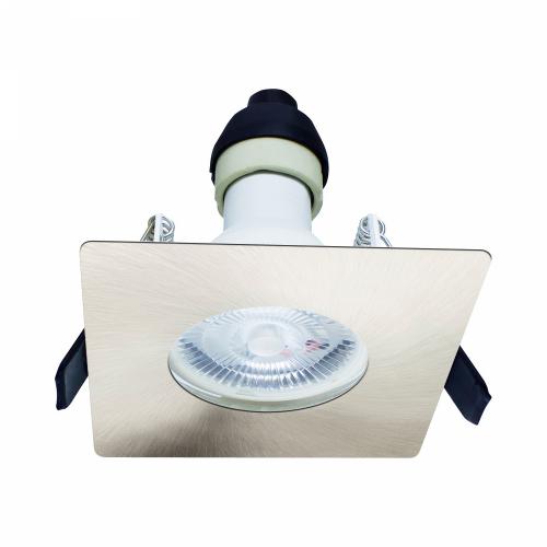 Integral Brushed Chrome Square Fire Rated GU10 Downlight – Ultra-Thin Bezel with Contemporary Metallic Styling