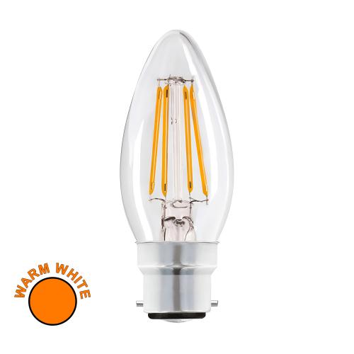4W LED Filament BC Warm White Candle Bulb – Vintage Charm with Efficient Brightness