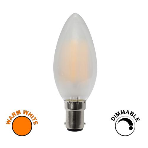 Dimmable 5W LED Filament Pearl SBC Warm White Candle Bulb