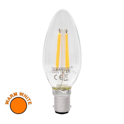 4W LED Filament SBC Warm White Candle Bulb – Compact Vintage Lighting with Bright Performance