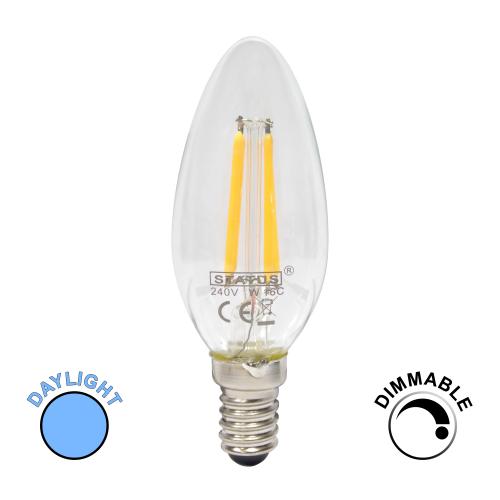 Dimmable 4W LED Filament SES Daylight Candle Bulb