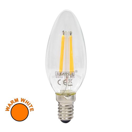 2W LED Filament SES Warm White Candle Bulb – Classic Style with Efficient Performance
