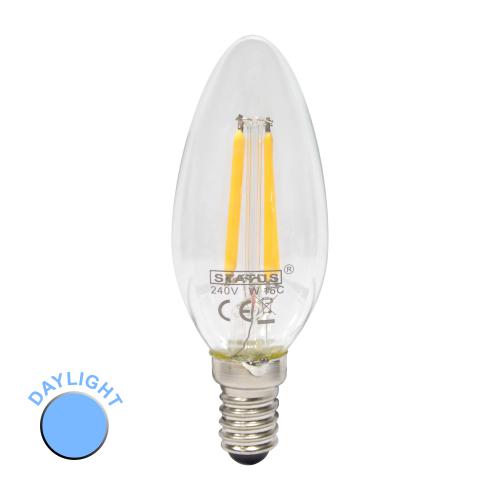 4W LED Filament SES Daylight Candle Bulb – Bright, Crisp Lighting with Vintage Appeal