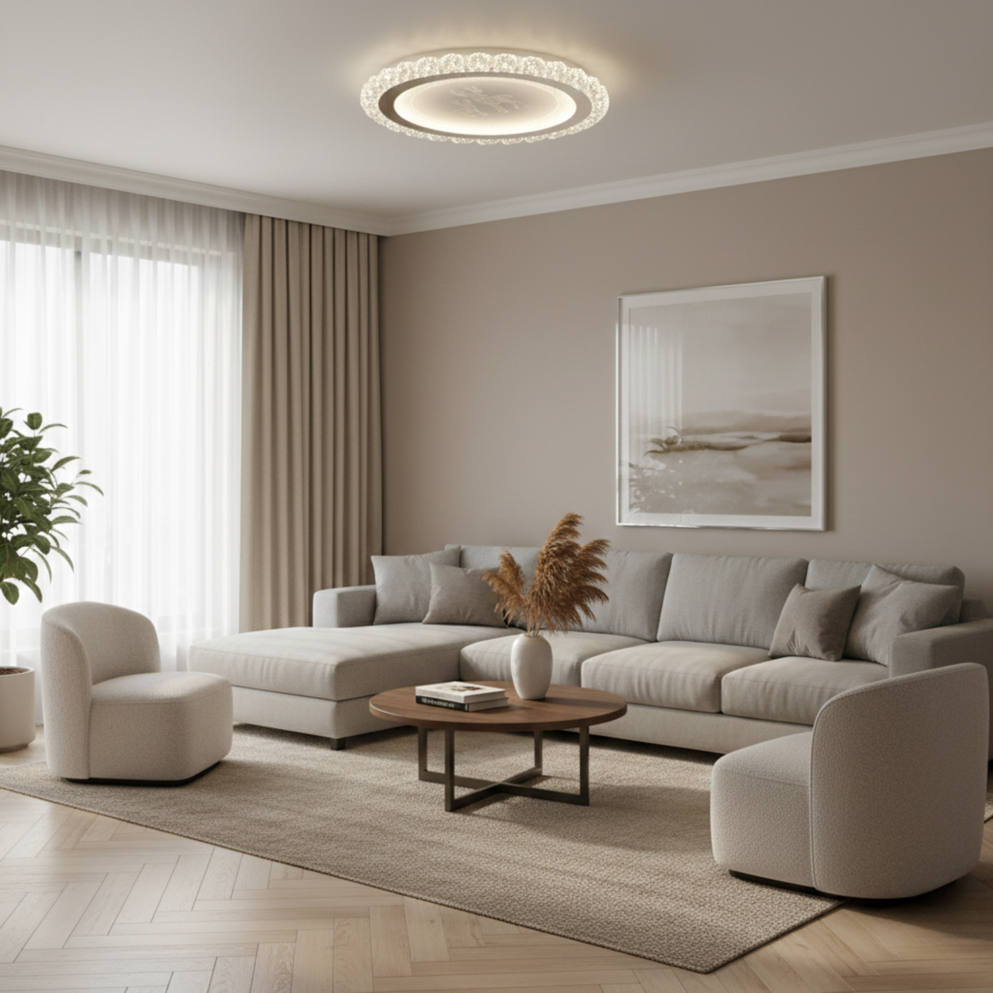 CRYSTAL FOREST LED Ceiling Light - Decorative Round Ceiling Light with 3 Colour CCT