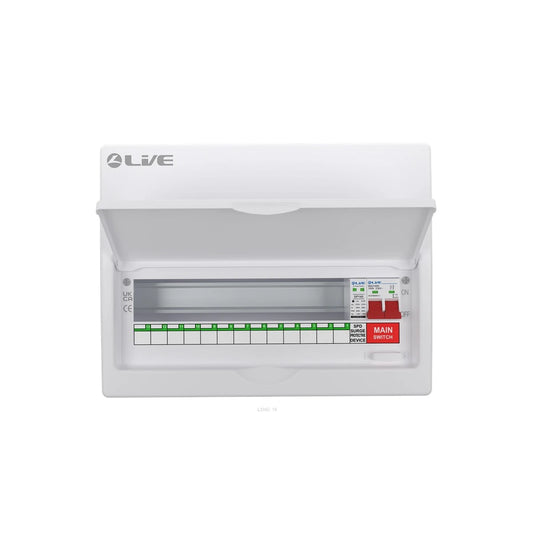Live Electrical LSMC16M-SP consumer unit with SPD 13 useable ways UK