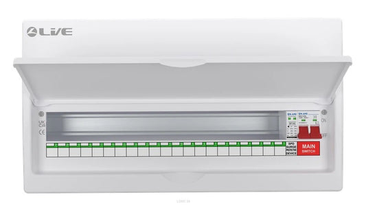Live Electrical LSMC24M-SP consumer unit with SPD 21 useable ways UK