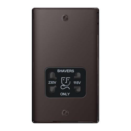 Dual Voltage Shaver Socket Black Nickel – Modern Bathroom Essential