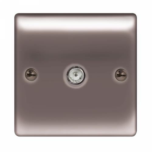 1 Gang Coaxial Socket Black Nickel – Sleek TV & Signal Connection