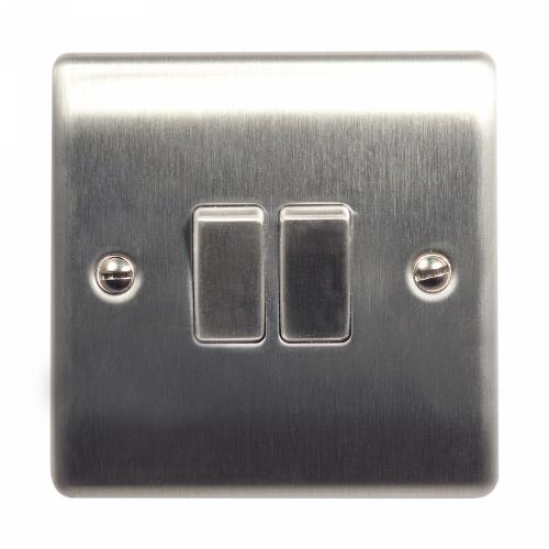 Brushed Steel 2 Gang 2 Way Switch – Dual Lighting Control in Style