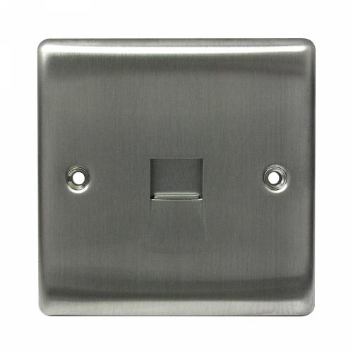 Brushed Steel BT Slave Socket | 1 Gang Extension Point
