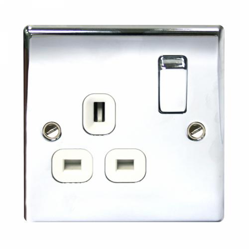 Polished Chrome 13A Socket | 1 Gang Switched Power Outlet