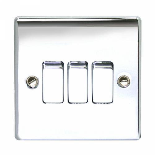 3 Gang 2 Way Switch Polished Chrome