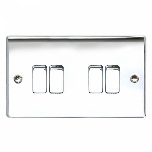 4 Gang 2 Way Switch Polished Chrome