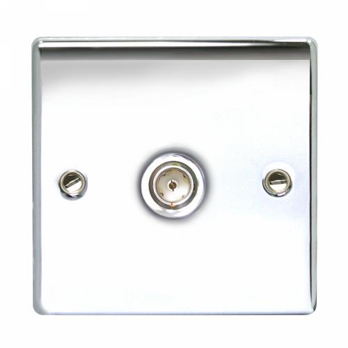 Polished Chrome Coaxial Socket | 1 Gang TV Aerial Point