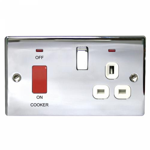 Polished Chrome Cooker Control | 45A Unit with 13A Socket