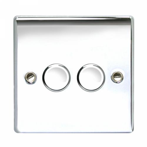 Polished Chrome Double Dimmer | 2 Gang 2 Way 400W per Gang