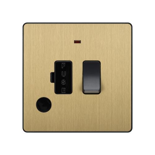 Safe, Stylish Power Control – Satin Brass Fused Spur with Neon Indicator