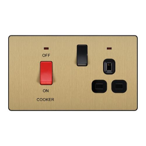 High-Power Cooker Control with Bold Black Inserts – Satin Brass Finish