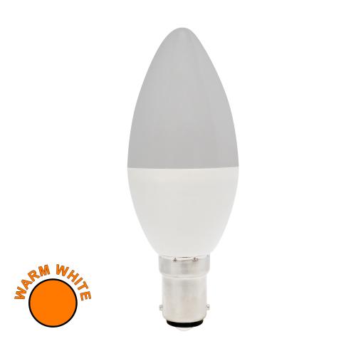 Compact 4.5W SBC Opal LED Warm White Candle Bulb – Soft 3000K B15 Cap
