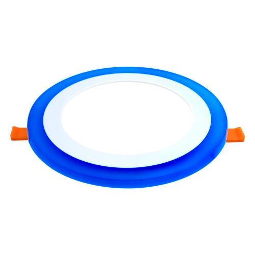 LED Recessed Double Color Round Panel Light – Blue Frame Accent Lighting