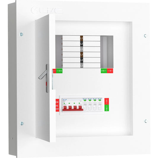 Live TPN04-125S 4 Way Distribution Board with SPD – 3 Phase TP&N 125A