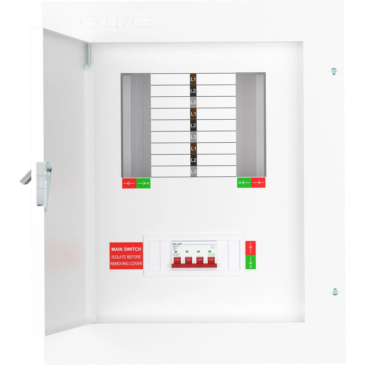 Live TPN06-125 6 Way Distribution Board – 3 Phase TP&N 125A Incomer