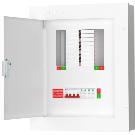 Live TPN06-125S 6 Way Distribution Board with SPD – 3 Phase TP&N 125A