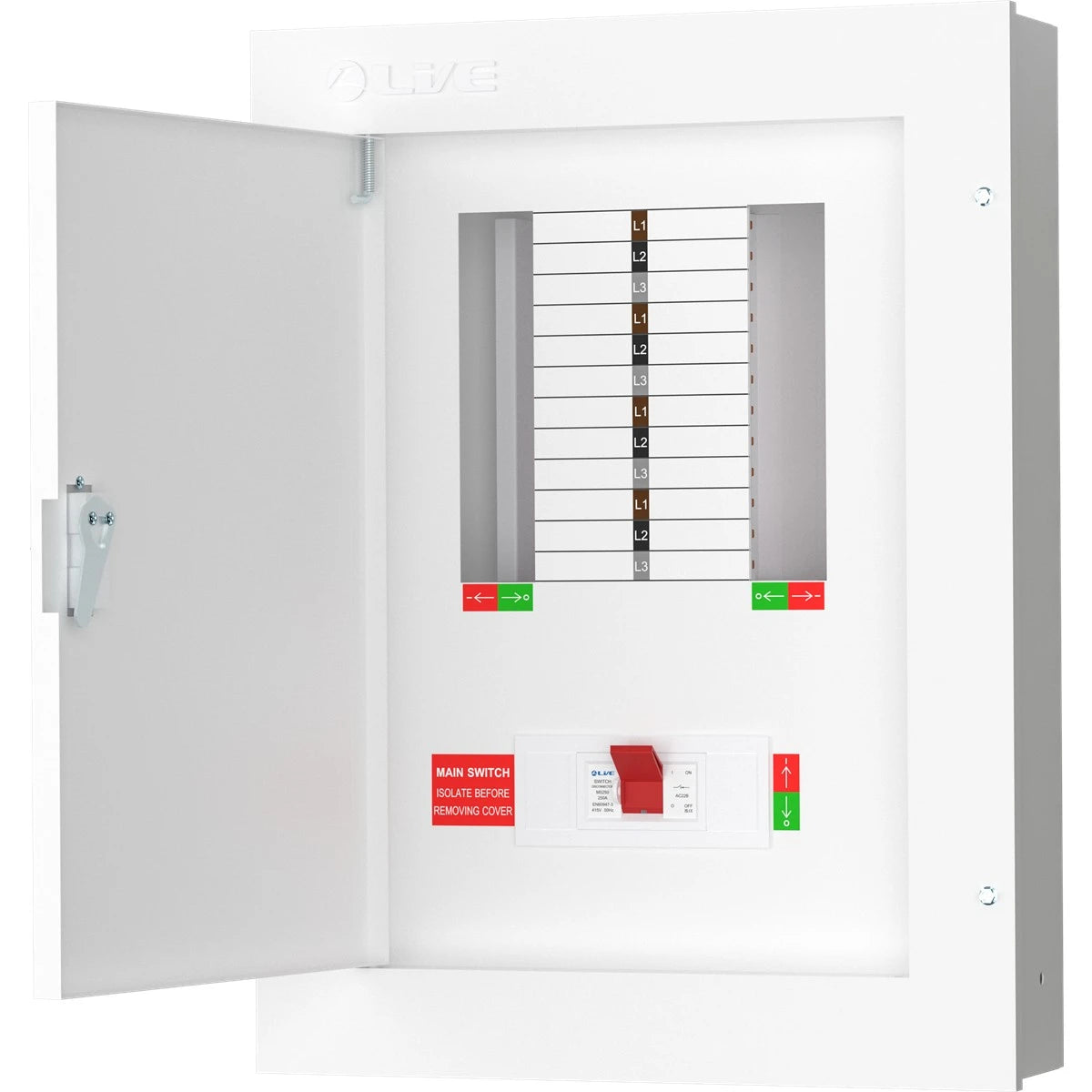 Live TPN08-250 8 Way Distribution Board – 3 Phase TP&N 250A Power Panel