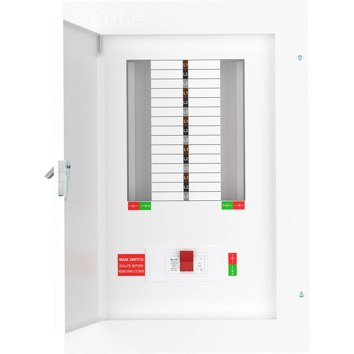 Live TPN10-250 10 Way Distribution Board – 3 Phase TP&N 250A Power Panel