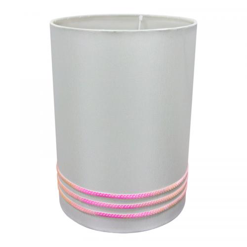 Sequin White Pendant Lampshade – Non-Electric with Pink Sequin Bands