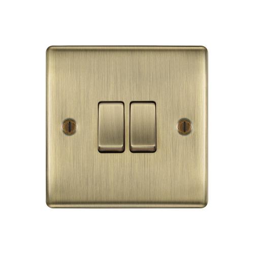 2 Gang 2 Way Switch Antique Brass – Elegant Dual Lighting Control