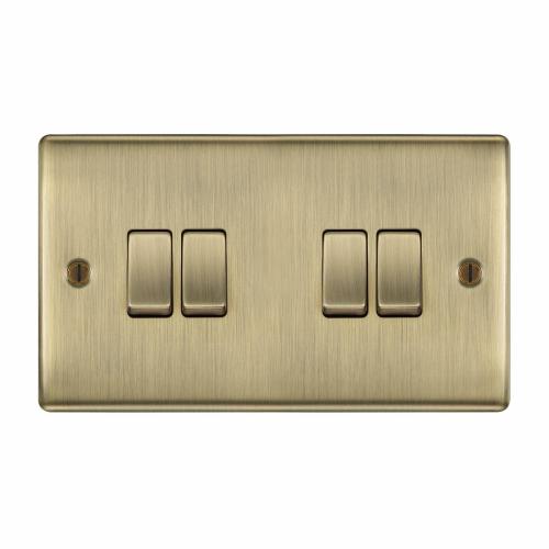 4 Gang 2 Way Switch Antique Brass – Advanced Multi-Light Control