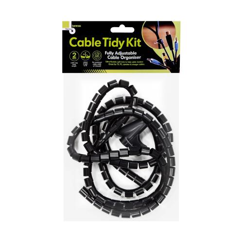 Cable Tidy Kit Black – 2m Cable Management Organizer