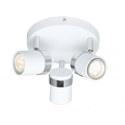 Contemporary 3 Way White & Chrome Round GU10 Ceiling Spotlight Light by UKEW®