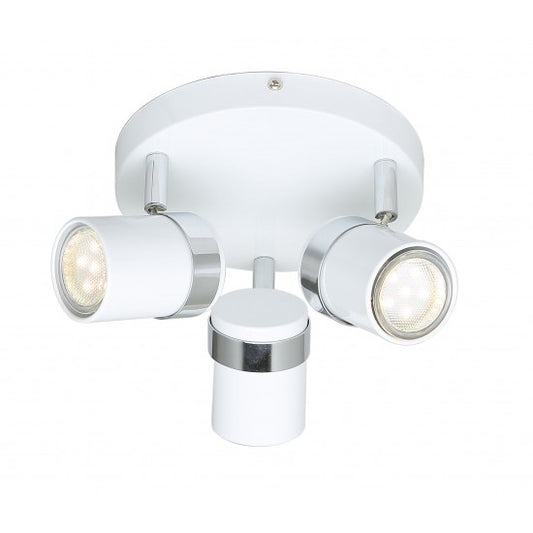 Contemporary 3 Way White & Chrome Round GU10 Ceiling Spotlight Light by UKEW®