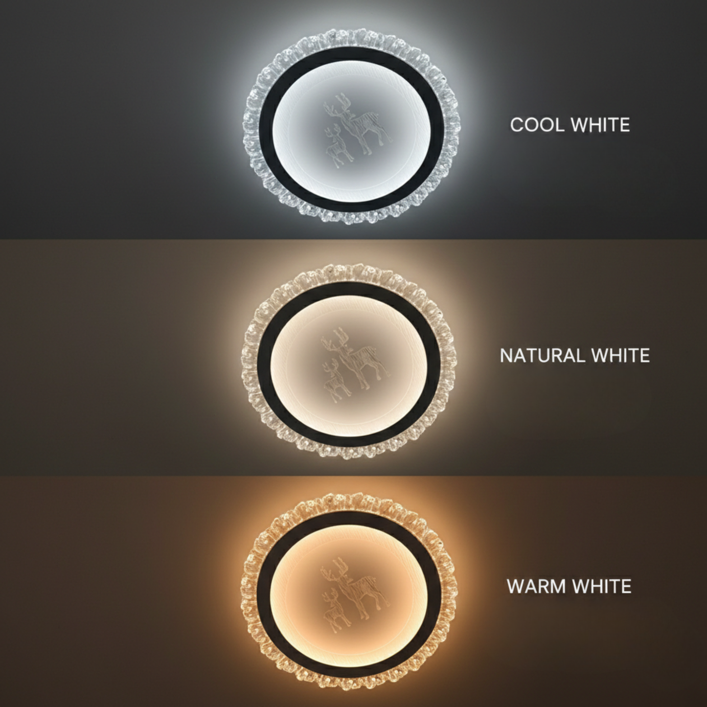CRYSTAL FOREST LED Ceiling Light - Decorative Round Ceiling Light with 3 Colour CCT
