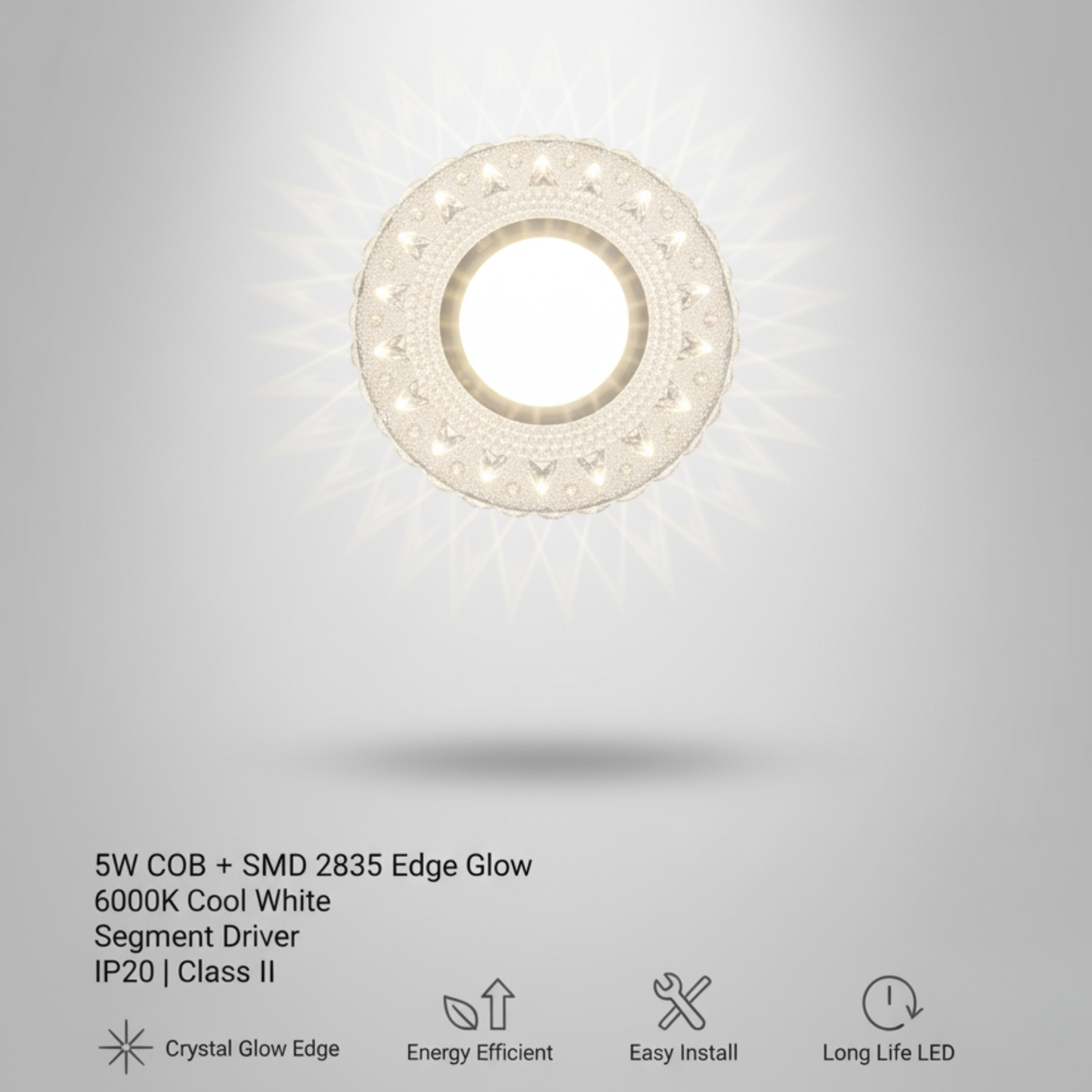 Spot Lights LED - Royal Crystal Cool White Spotlight with White Edge | SSM