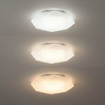 Crystal Prism LED Ceiling Light - Modern Geometric Flush Mount | 3 Colour CCT