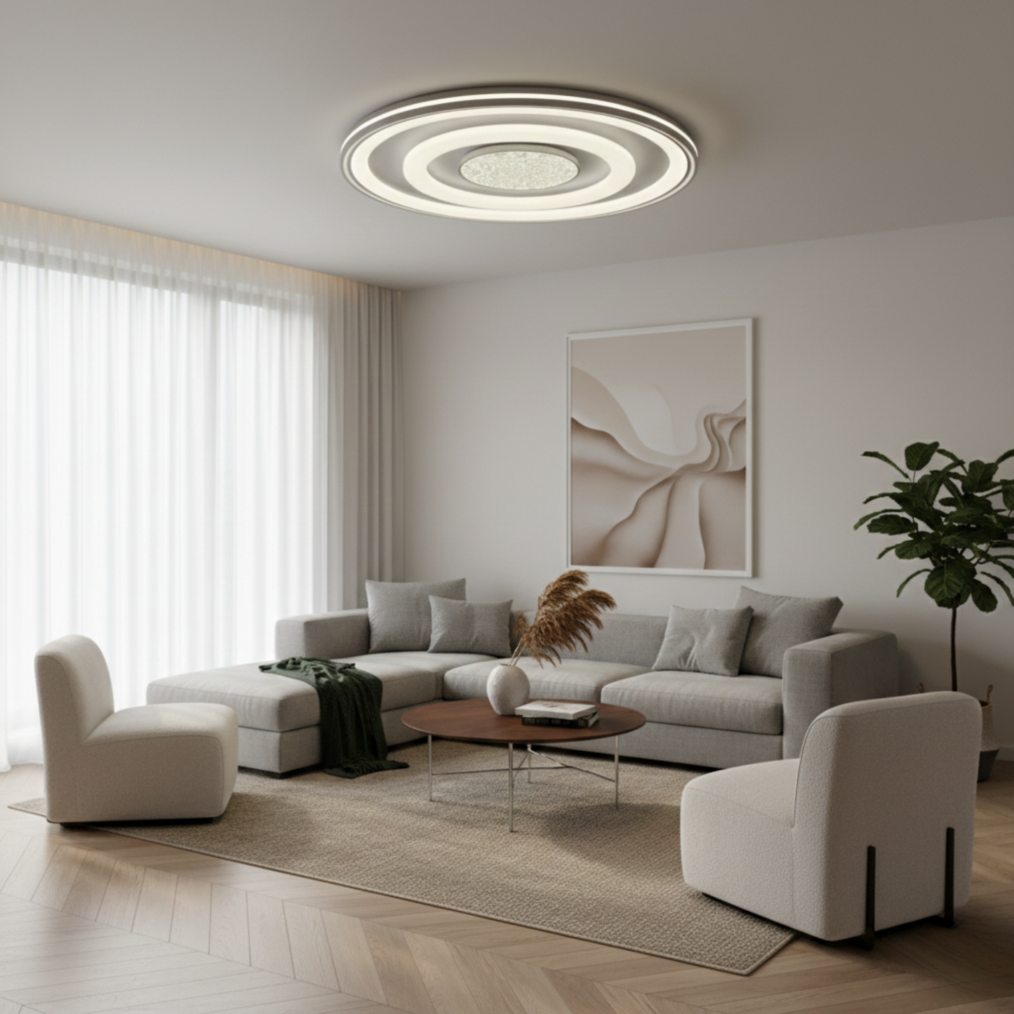 VELVET VIBE LED Ceiling Light - Modern Circular LED Ceiling Light with 3 Colour CCT