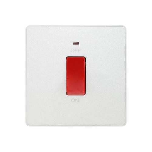 Evolve 45A Double Pole Switch with LED Indicator Pearl White – High Power Control with Style