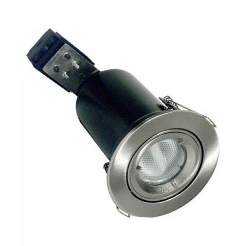 Satin Chrome Fire Rated GU10 Tilt Downlight – Adjustable Fire Protection
